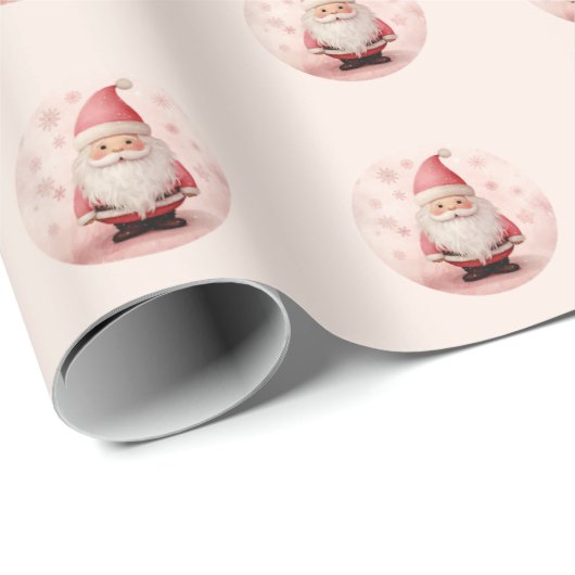 Retro Roze kerstmis Cadeaupapier (Rol Hoek)