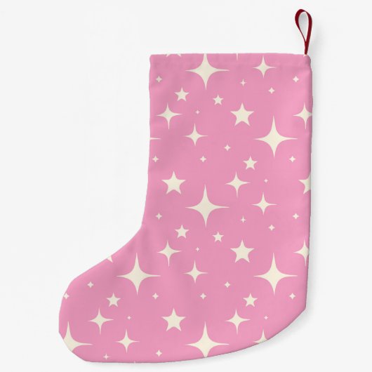Retro Roze Kerstmis Sparkle Patroon Aangepaste Naa Kleine Kerstsok (Achterkant)