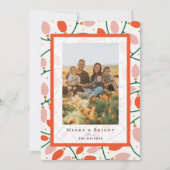 Retro Roze Kerstverlichting Vakantie Fotokaart Kaart (Voorkant)