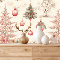 Retro roze kerstversieringen en herten