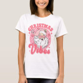 Retro  Roze Kerstvibes Feestelijk T-shirt (Voorkant)