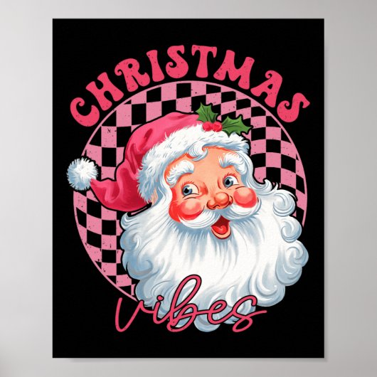  Retro Roze Kerstvibes Groovy Pi Poster (Voorkant)