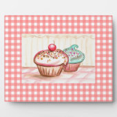 Retro Roze Keuken Cupcake Kunst Fotoplaat (Voorkant)