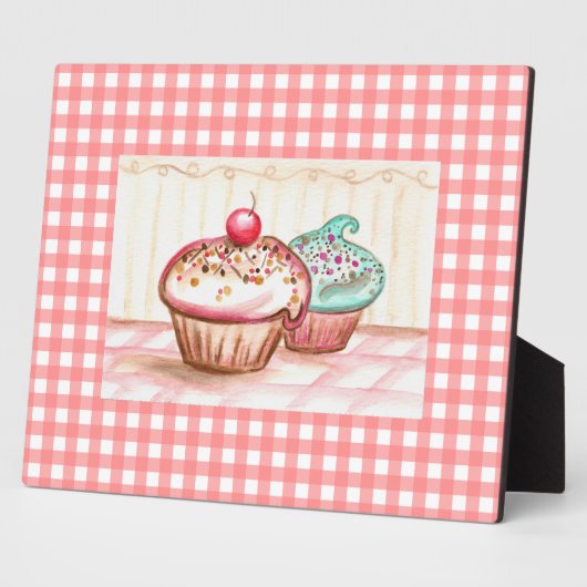 Retro Roze Keuken Cupcake Kunst Fotoplaat (Zijkant)