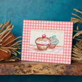 Retro Roze Keuken Cupcake Kunst Fotoplaat (Zijkant)