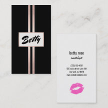 Retro Roze Kissing Lips Gouden Streep Beauty