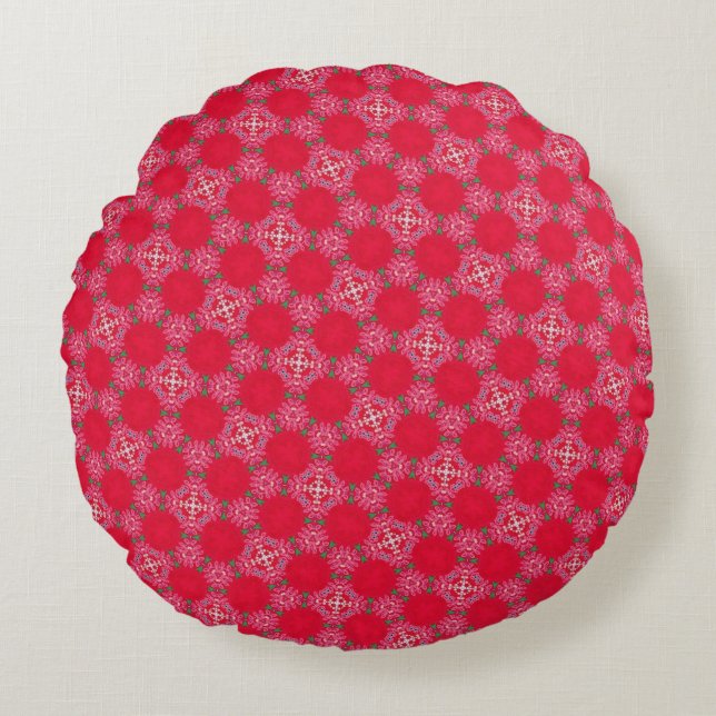 Retro Roze Klaver Ronde Kussen (Voorkant)