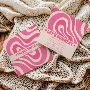 Retro Roze Kleurrijk Zachte Boho Groovy Meisjesach Vierkante Visitekaartje