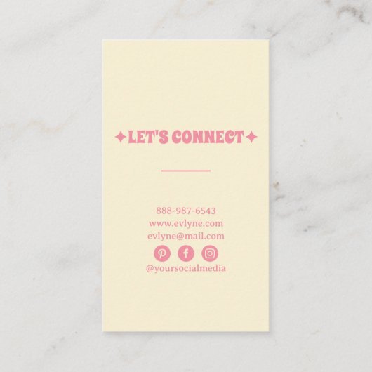 Retro Roze Kleurrijke Groovy Bloemen Boho Girly Bo Visitekaartje (Achterkant)