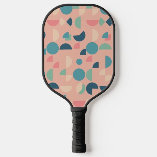Retro Roze Kleurrijke Moderne Geometrische Tribal Pickleball Paddle (Voorkant)