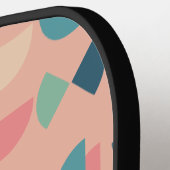 Retro Roze Kleurrijke Moderne Geometrische Tribal Pickleball Paddle (Links Detail)