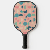 Retro Roze Kleurrijke Moderne Geometrische Tribal Pickleball Paddle (Achterkant)