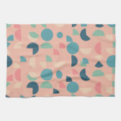 Retro Roze Kleurrijke Moderne Geometrische Tribal Theedoek (Horizontaal)
