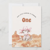 Retro Roze Koe Cowgirl Wild West 1e Verjaardag Kaart (Achterkant)
