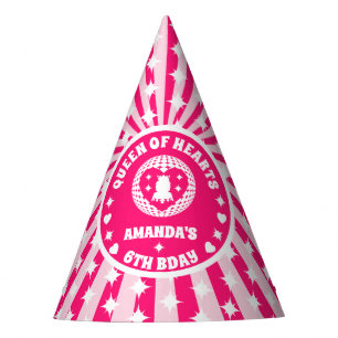 Retro Roze koningin van de harten van afgelopen da Feesthoedjes