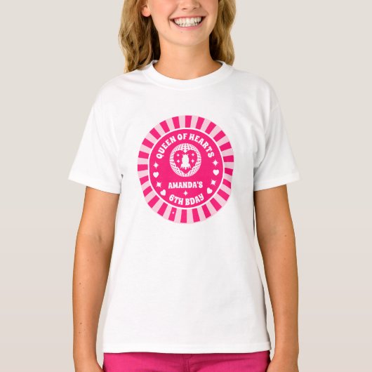 Retro Roze koningin van de harten van afgelopen da T-shirt (Voorkant)