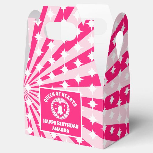 Retro Roze koningin van de harten van Birthday Par Bedankdoosjes (Geopend)