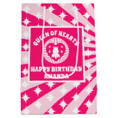 Retro Roze koningin van de harten van Birthday Par Medium Cadeauzakje (Achterkant)