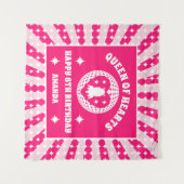 Retro Roze koningin van de hartenbroekbanner Wandkleed (Voorkant (horizontaal))