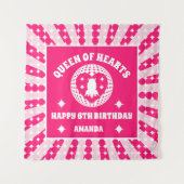 Retro Roze koningin van de hartenbroekbanner Wandkleed (Voorkant)