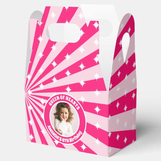 Retro Roze Koningin van Harten Verjaardagsfeest Fo Bedankdoosjes (Geopend)