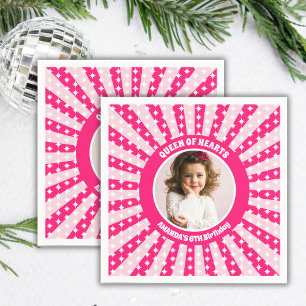 Retro Roze Koningin van Harten Verjaardagsfeest Fo Servet