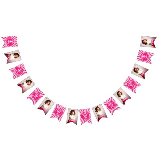 Retro Roze Koningin van Harten Verjaardagsfeest Fo Vlaggetjes (Alle)