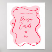 Retro roze Laat je Receptenkaarten hier Poster (Voorkant)