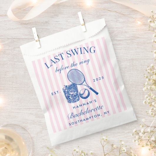 Retro Roze Laatste Swing Voor De Ring Tennis Bach Bedankzakje (Geknipt)