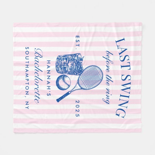 Retro Roze Laatste Swing Voor De Ring Tennis Bach Fleece Deken (Voorkant (Horizontaal))