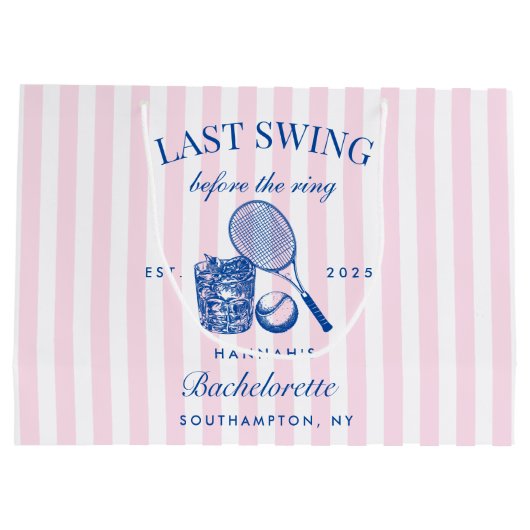 Retro Roze Laatste Swing Voor De Ring Tennis Bach Groot Cadeauzakje (Achterkant)