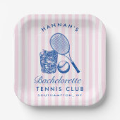 Retro Roze Laatste Swing Voor de Ring Tennis Bach Papieren Bordje (Voorkant)