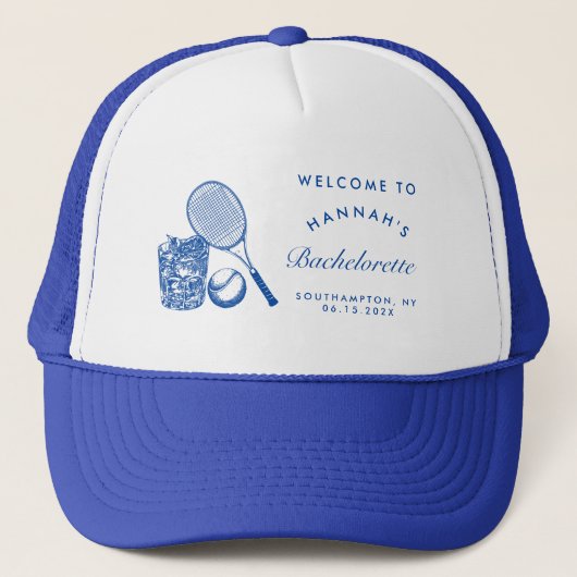 Retro Roze Laatste Swing Voor De Ring Tennis Bach Trucker Pet (Voorkant)