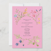 Retro Roze Lente Huwelijksuitnodiging Kaart (Voorkant)