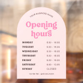 Retro Roze Lettertype Trendy Boog Zakelijke Openin Raamsticker (Vel 2)