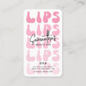 Retro Roze Logo Lip Filler Nazorg Instructies Visitekaartje (Achterkant)