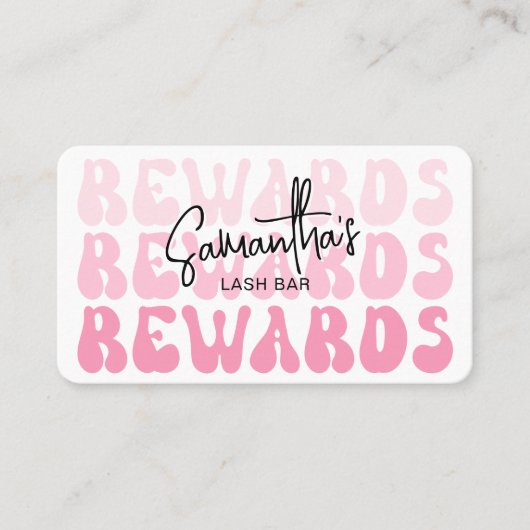 Retro Roze Logo Moderne Lash Salon of Spa Klantenkaartje (Voorkant)