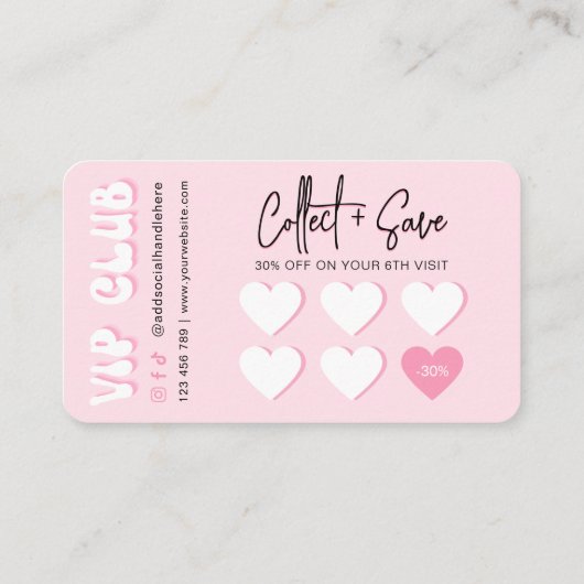 Retro Roze Logo Moderne Lash Salon of Spa Klantenkaartje (Achterkant)