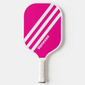 Retro Roze Lollypop Drie Strepen met Naam Pickleball Paddle (Achterkant)