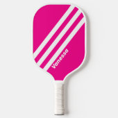Retro Roze Lollypop Drie Strepen met Naam Pickleball Paddle (Voorkant)