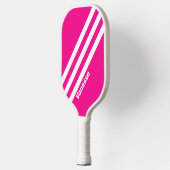 Retro Roze Lollypop Drie Strepen met Naam Pickleball Paddle (Links)
