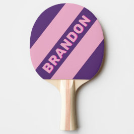 Retro Roze Lucht Bold Strepen met Naam Tafeltennisbatje