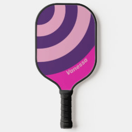 Retro Roze Lucht Cirkel Streep met Naam Pickleball Paddle