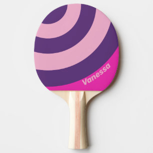 Retro Roze Lucht Cirkel Streep met Naam Tafeltennisbatje