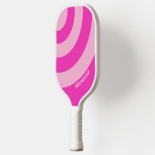Retro Roze Lucht Drie Cirkel Streep met Naam Pickleball Paddle (Links)