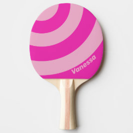 Retro Roze Lucht Drie Cirkel Streep met Naam Tafeltennisbatje