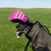 Retro Roze Lucht Drie Dwars Strepen met Naam Golfheadcover (Insitu)