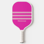 Retro Roze Lucht Drie Dwars Strepen met Naam Pickleball Paddle (Achterkant)