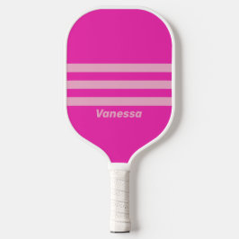 Retro Roze Lucht Drie Dwars Strepen met Naam Pickleball Paddle