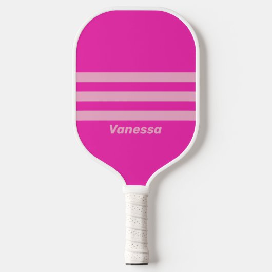 Retro Roze Lucht Drie Dwars Strepen met Naam Pickleball Paddle (Voorkant)
